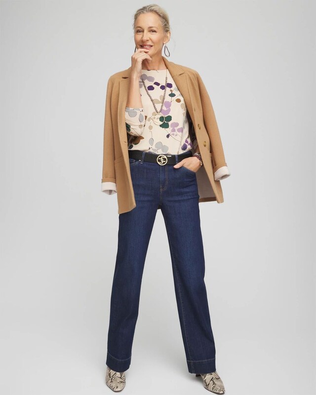 Touch of Cool Sprig Dot Long Sleeve Layering Tee - image 2
